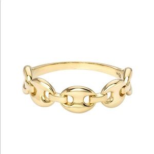 Zoe Lev 14k Gold Oval Link Chain Ring Size 8